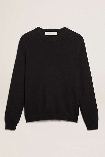 Golden Goose Men’s round-neck sweater in dark blue cotton