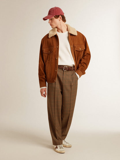 Golden Goose Men's crew-neck sweater in worn white ribbed wool