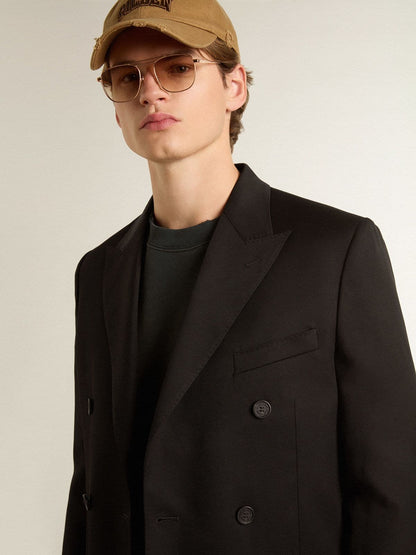 Golden Goose Men’s black double-breasted blazer with button fastening