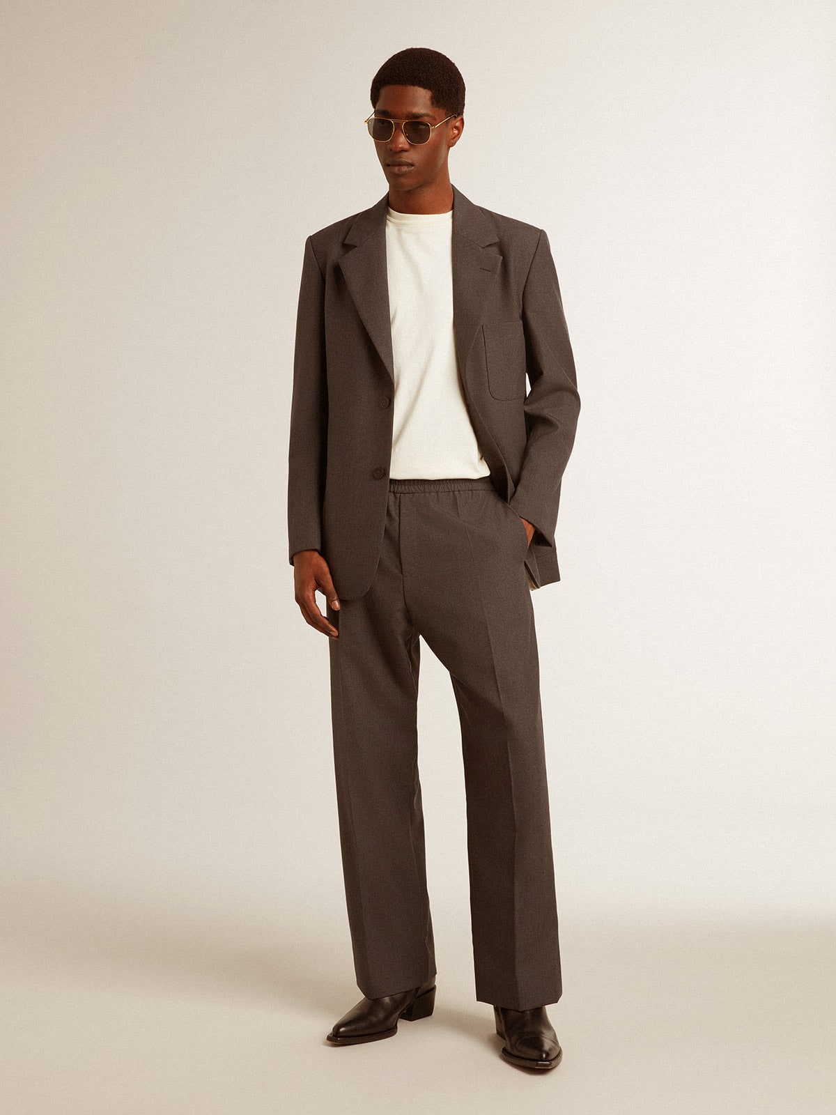 Golden Goose Men's tailored jacket in anthracite gray virgin wool