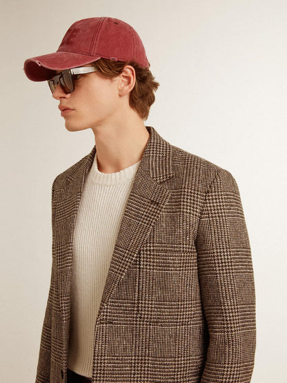 Golden Goose Gray single-breasted blazer for men in houndstooth wool