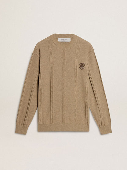 Golden Goose Men's beige sweater with embroidered logo