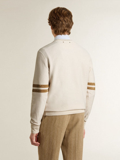 Golden Goose Men's white cotton sweatshirt with front print