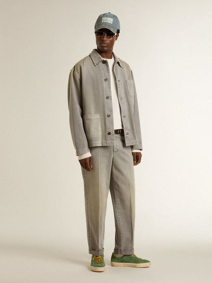 Golden Goose Men's white cotton sweatshirt with print on the back