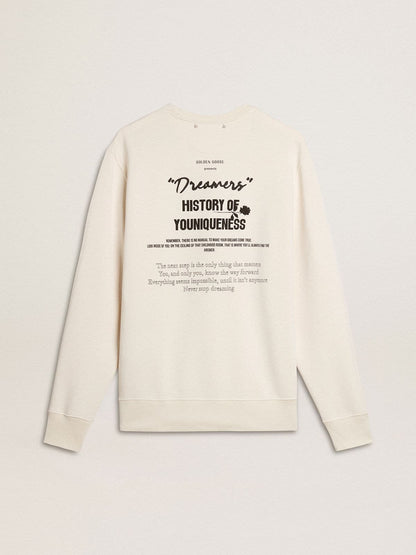 Golden Goose Men's white cotton sweatshirt with print on the back
