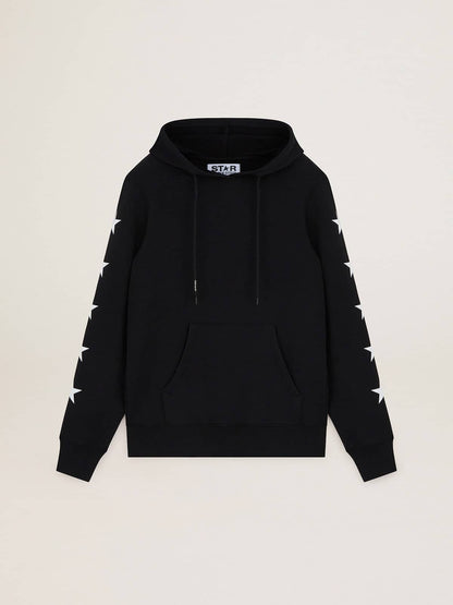 Golden Goose Black Alighiero Star Collection sweatshirt with contrasting white stars