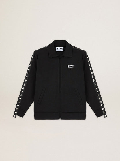 Golden Goose Men's black zipped sweatshirt with white stars