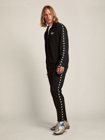 Golden Goose Men's black zipped sweatshirt with white stars