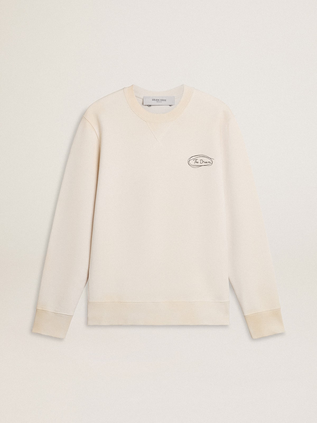 Golden Goose Men's sweatshirt in worn white with print