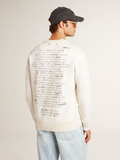 Golden Goose Men's sweatshirt in worn white with print