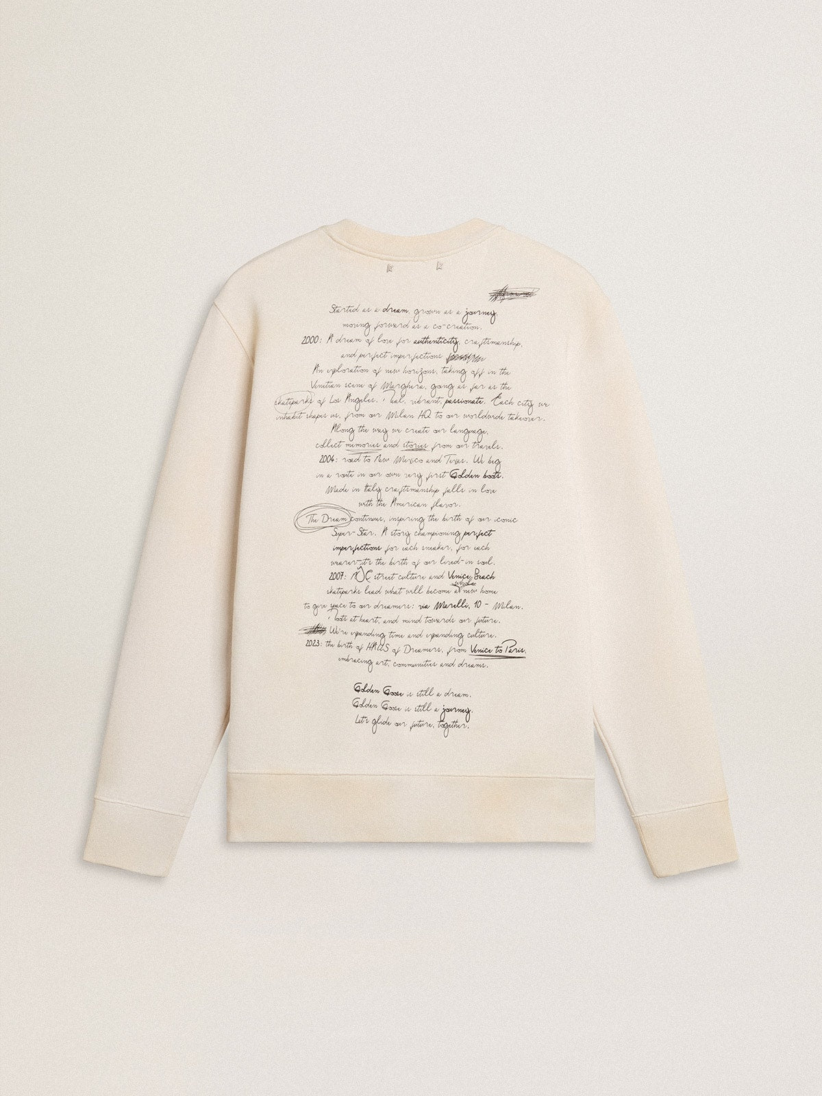 Golden Goose Men's sweatshirt in worn white with print