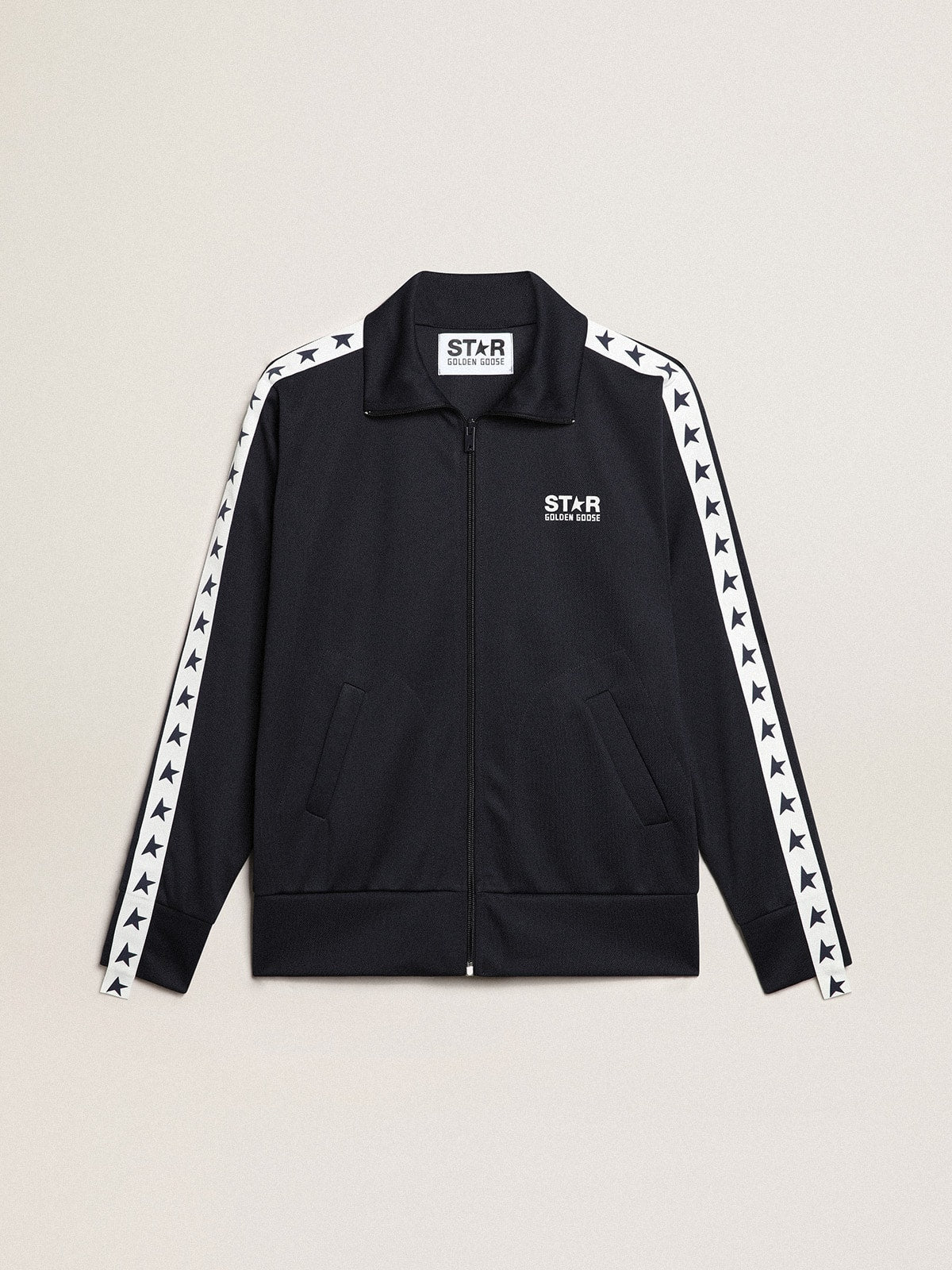 Golden Goose Dark blue sweatshirt with white strip and contrasting blue stars