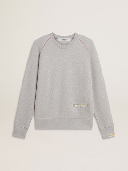 Golden Goose Men’s gray round neck sweatshirt with contrast stitching