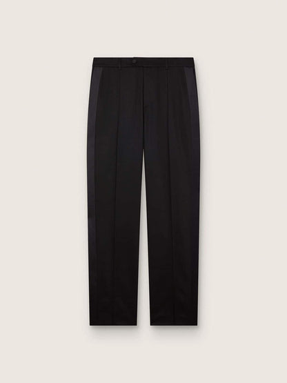 Golden Goose Men's pants in black cool wool with satin side stripe