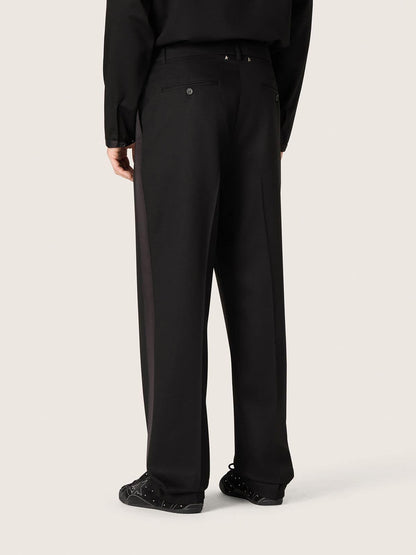 Golden Goose Men's pants in black cool wool with satin side stripe