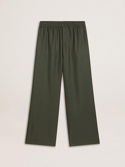 Golden Goose Men's dark green joggers with vertical stripes