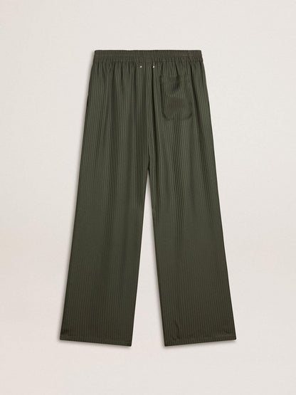 Golden Goose Men's dark green joggers with vertical stripes