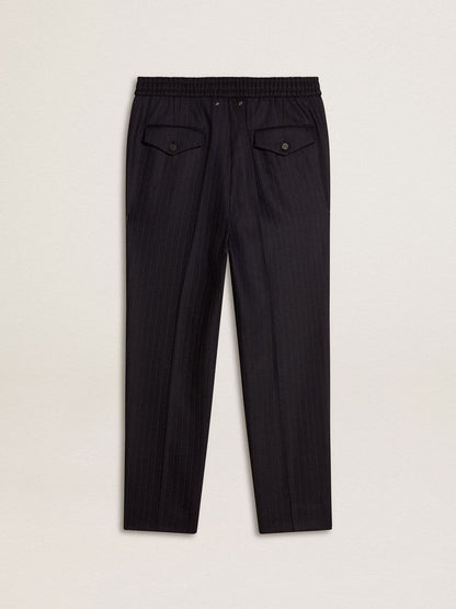 Golden Goose Men's wool pants with vertical thin stripes