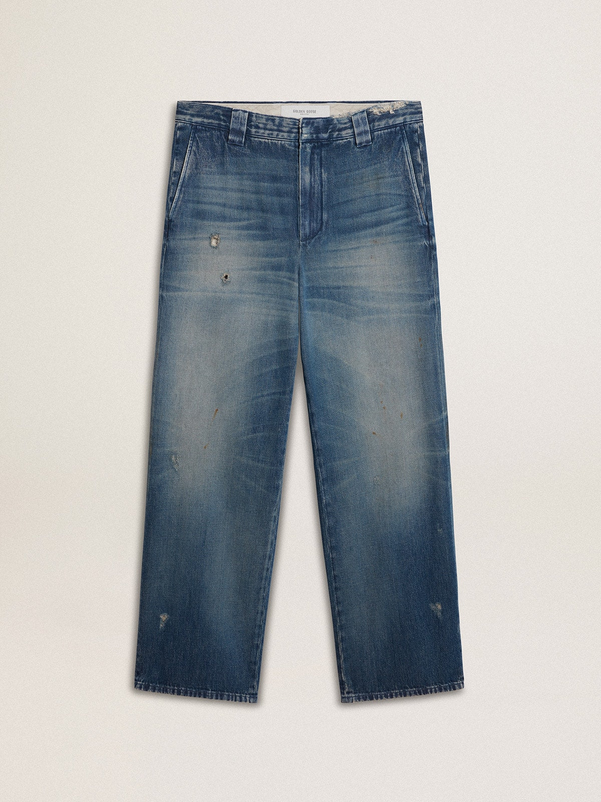 Golden Goose Men's denim chinos with distressed details