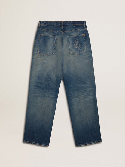 Golden Goose Men's loose fit medium wash CNY jeans