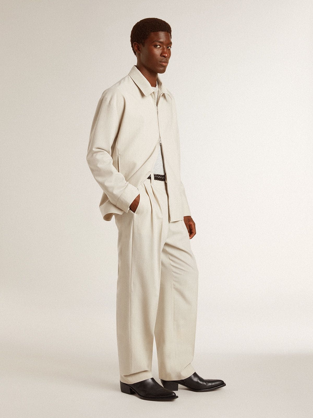 Golden Goose Men's joggers in khaki wool blend