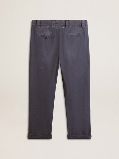 Golden Goose Men's chinos in blue with a lived-in effect
