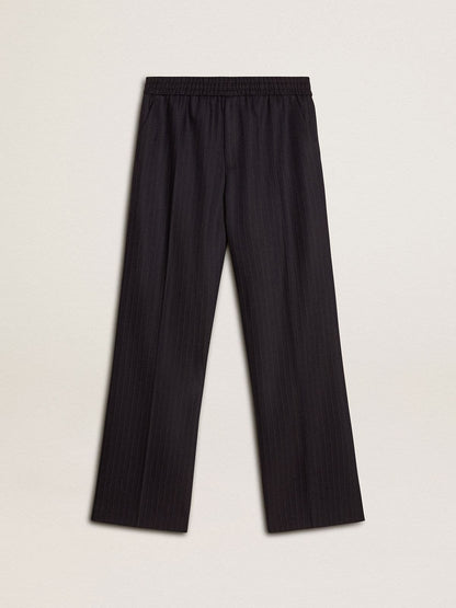 Golden Goose Men's wool joggers with vertical thin stripes