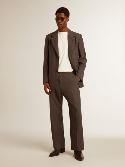 Golden Goose Men's soft pants in anthracite gray wool