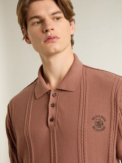 Golden Goose Men's brick-colored polo with embroidered logo.
