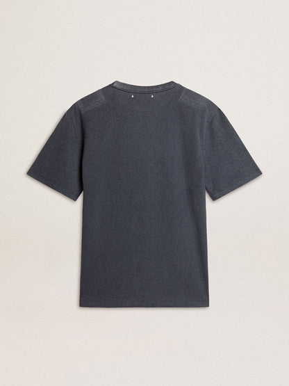 Golden Goose Men's blue T-shirt with white print
