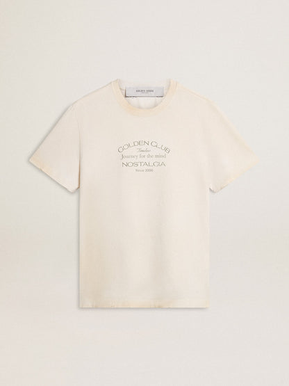 Golden Goose Men's vintage-look white T-shirt with front print