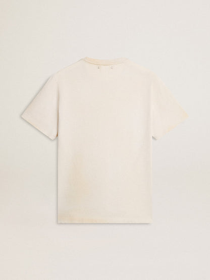 Golden Goose Men's vintage-look white T-shirt with front print