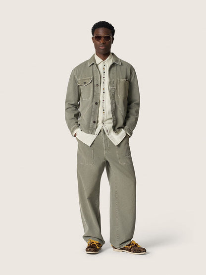 Golden Goose Men's bleached denim shirt with hammered studs