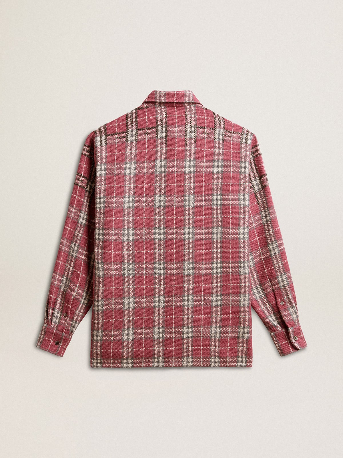 Golden Goose Boxy fit shirt with pink, sand and gray check embroidery
