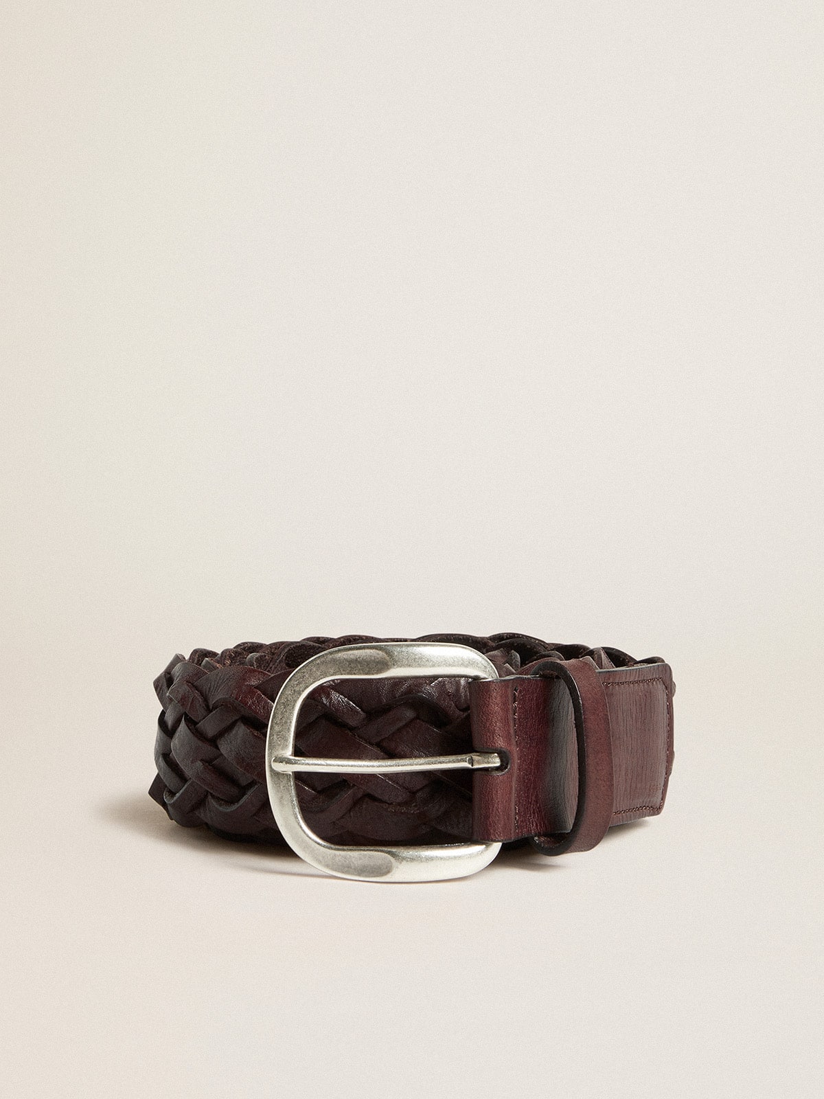 Golden Goose Men's dark brown woven leather belt