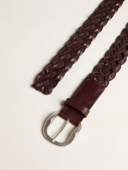 Golden Goose Men's dark brown woven leather belt