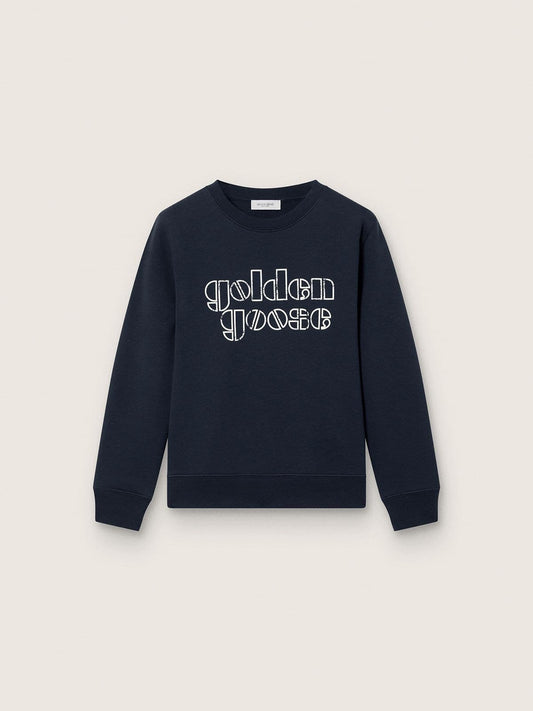 Golden Goose Journey boys’ sweatshirt in blue cotton blend with a contrasting logo