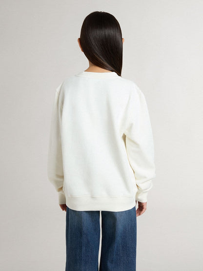 Golden Goose Girls' white sweatshirt with multicolor Golden writing on the front
