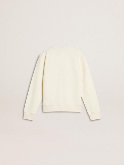Golden Goose Girls' white sweatshirt with multicolor Golden writing on the front