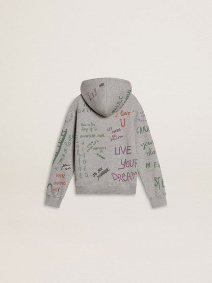 Golden Goose Kids’ gray sweatshirt with multicolor printed lettering