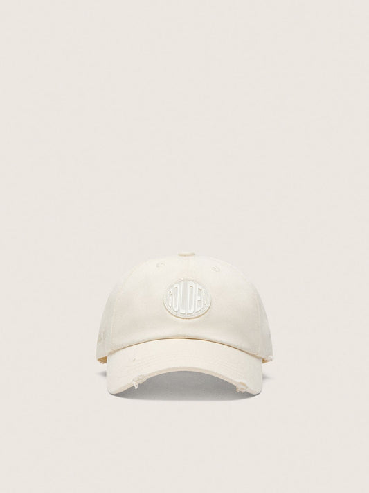 Golden Goose Journey baseball cap in white cotton twill with patch and Golden Goose embroidery