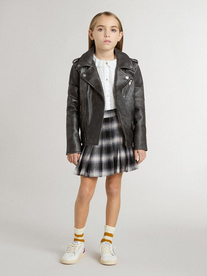 Golden Goose Boys’ biker jacket in distressed leather