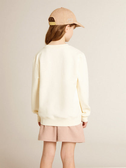 Golden Goose Sweatshirt in aged white with multicolor Golden lettering on the front