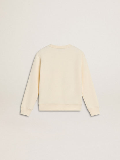 Golden Goose Sweatshirt in aged white with multicolor Golden lettering on the front