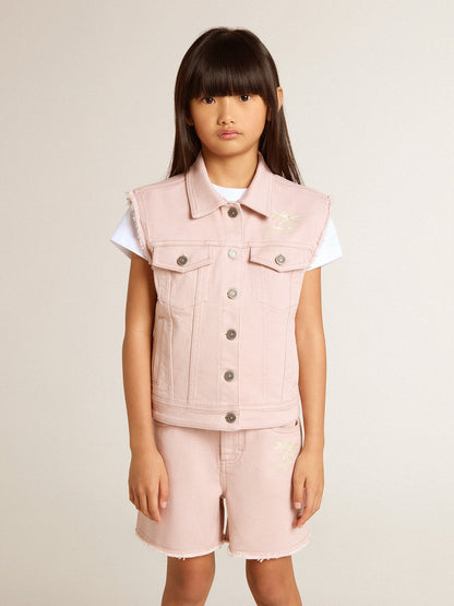 Golden Goose Girls' pink denim vest