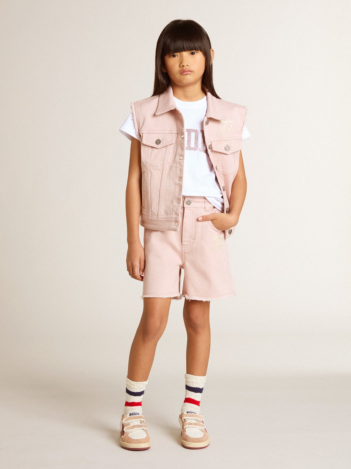 Golden Goose Girls' pink denim vest