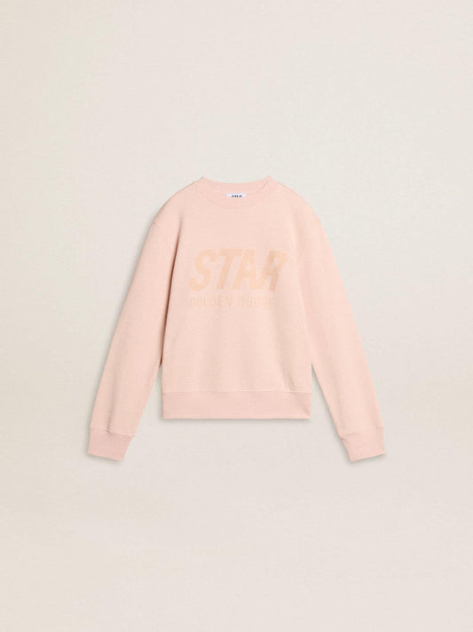 Golden Goose Girls' pink-colored sweatshirt with pink front lettering