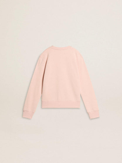 Golden Goose Girls' pink-colored sweatshirt with pink front lettering