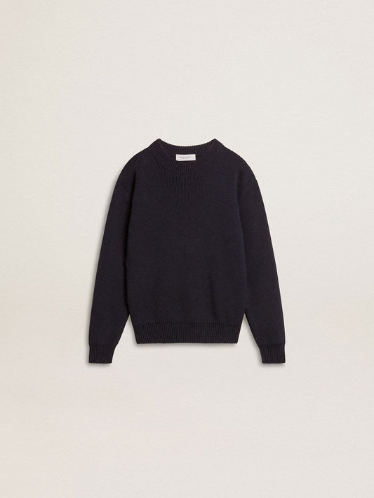 Golden Goose Boys’ blue crew-neck sweater with 'Golden' lettering on the back