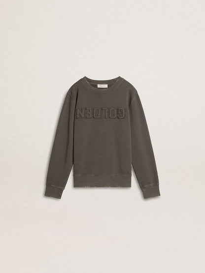 Golden Goose Kids’ gray sweatshirt with raised logo